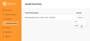 Creating an Account - Remove Saved Search from Dashboard