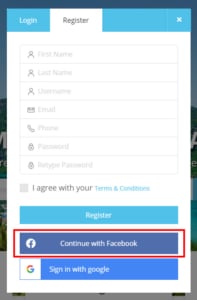 Register by Facebook