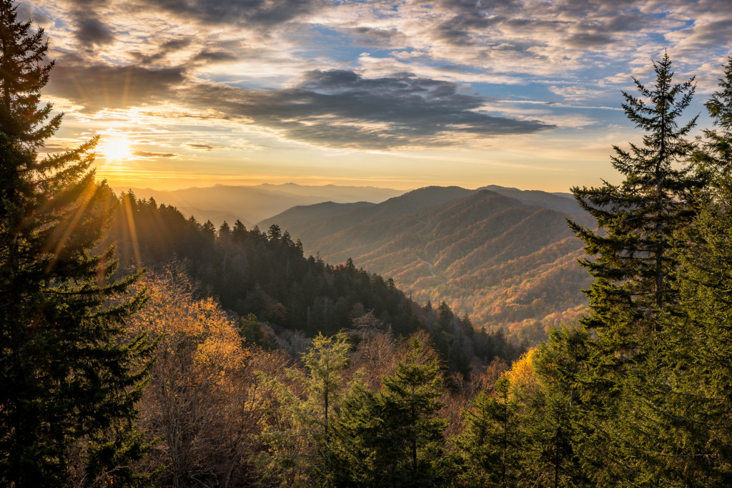 Aerial view of great smokey mountains in tennessee