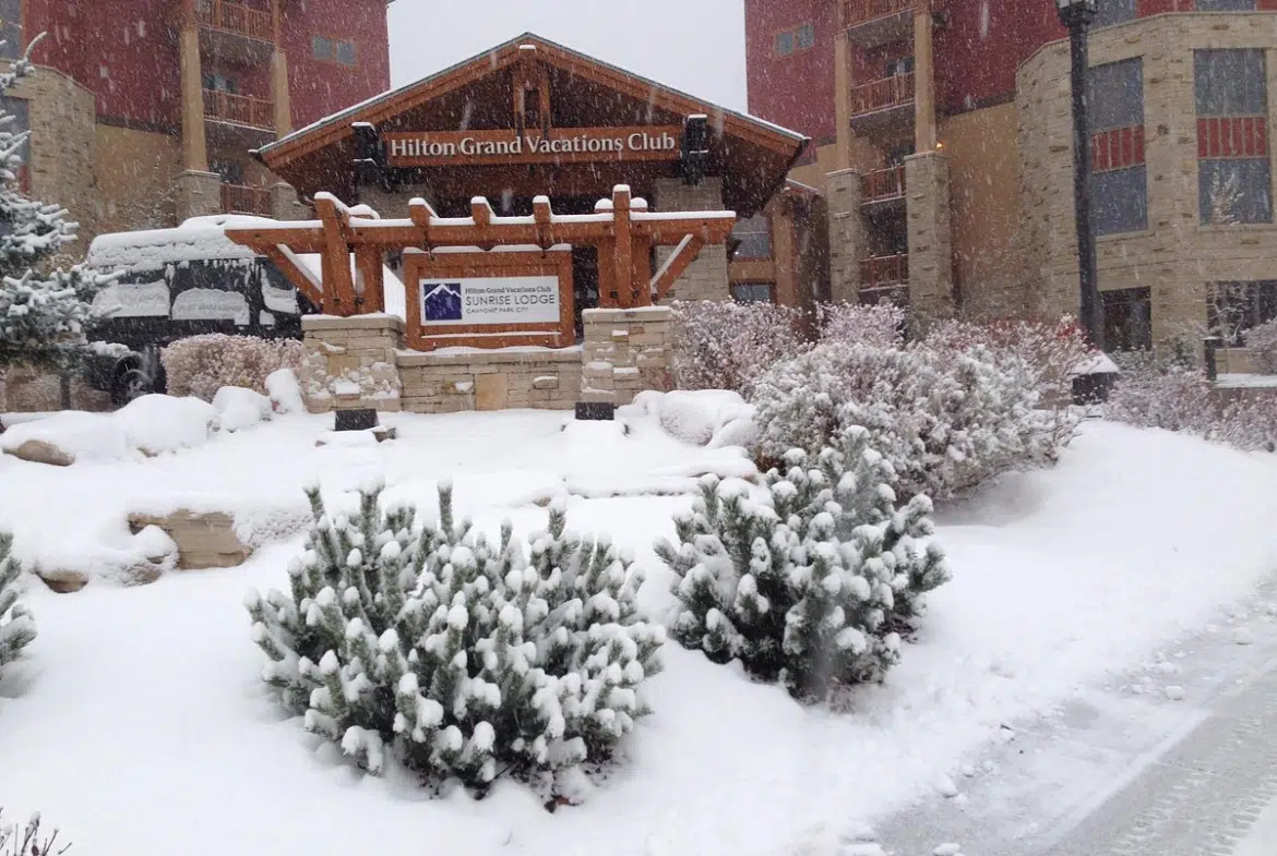 Sunrise Lodge exterior winter