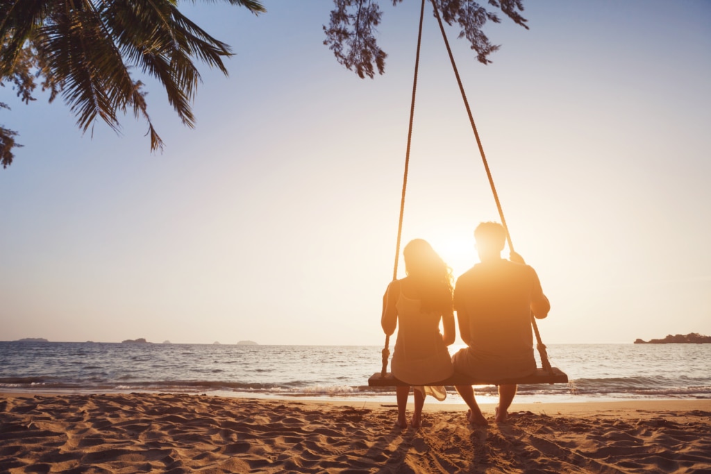 Romantic Couple Watching Sunset