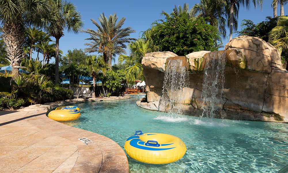 Club Wyndham Reunion lazy river near the sports bar