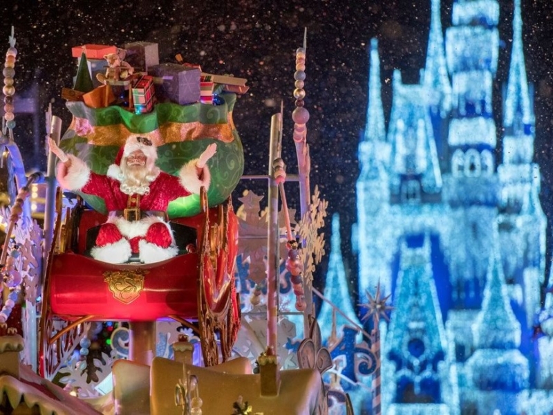 Mickey's Once Upon a Christmastime Parade and Cinderella Castle