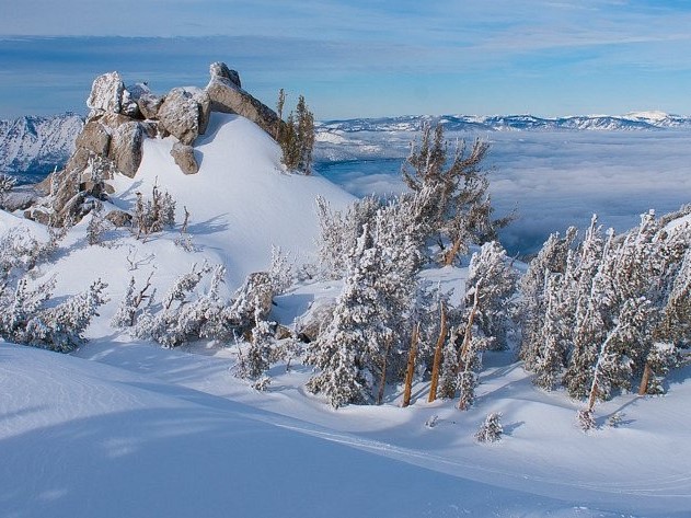 Lake Tahoe Slopes in Christmas