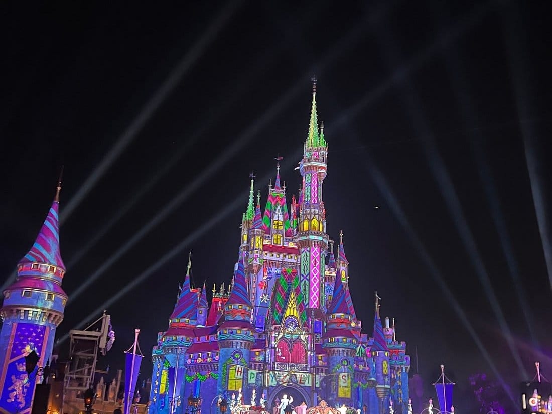 Cinderella Castle Show Christmas at Disney World